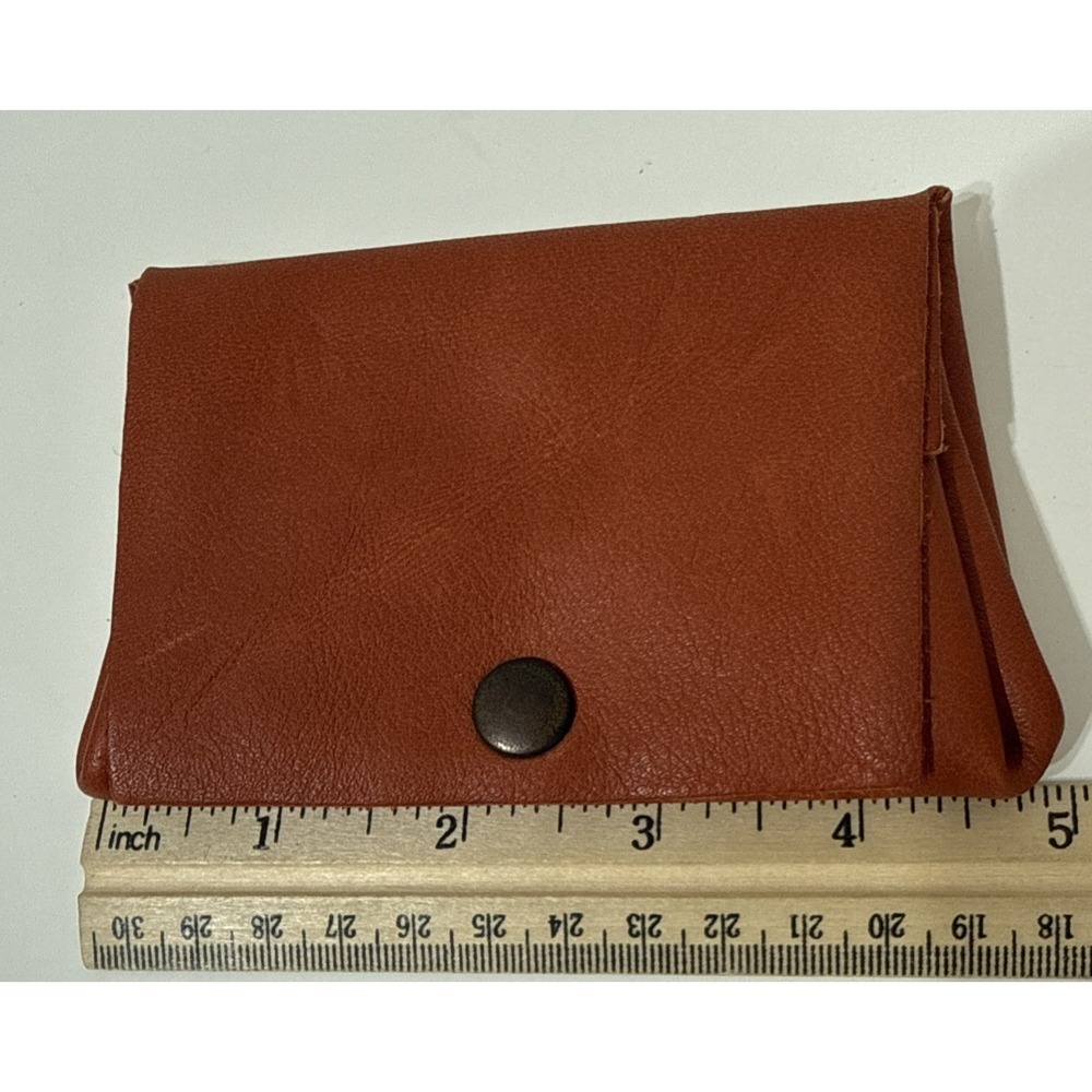 T Nobile Italy Made Burnt Orange Leather Coin ID Pouch Snap Close Quality Unisex - Picture 8 of 10